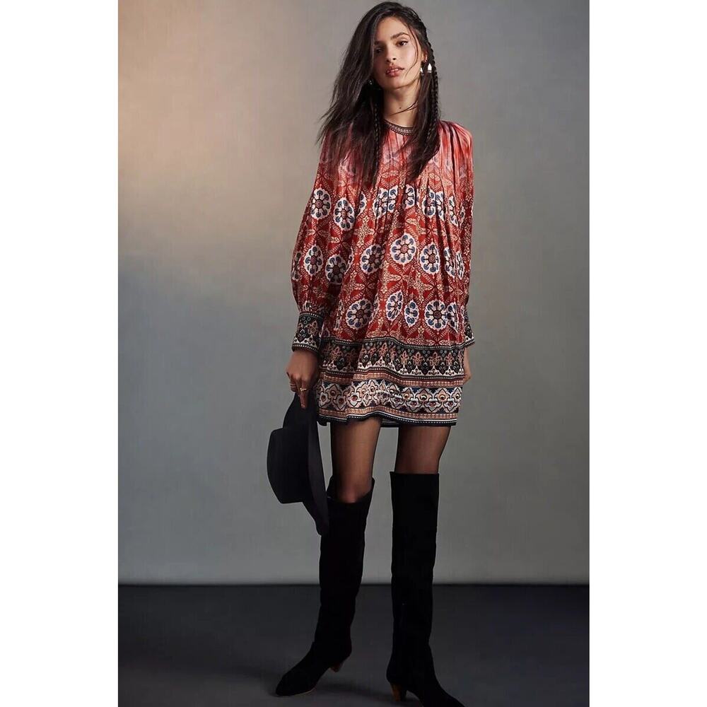 Anthropologie Red and Black Mini Dress